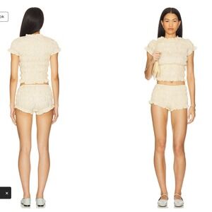 NEW More to Come Ellery Smocked Lounge Set Cream XS Revolve